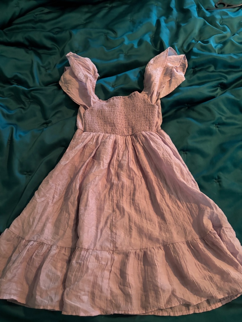 Rewind Light Pink Ruffled Flutter-Sleeve Dress